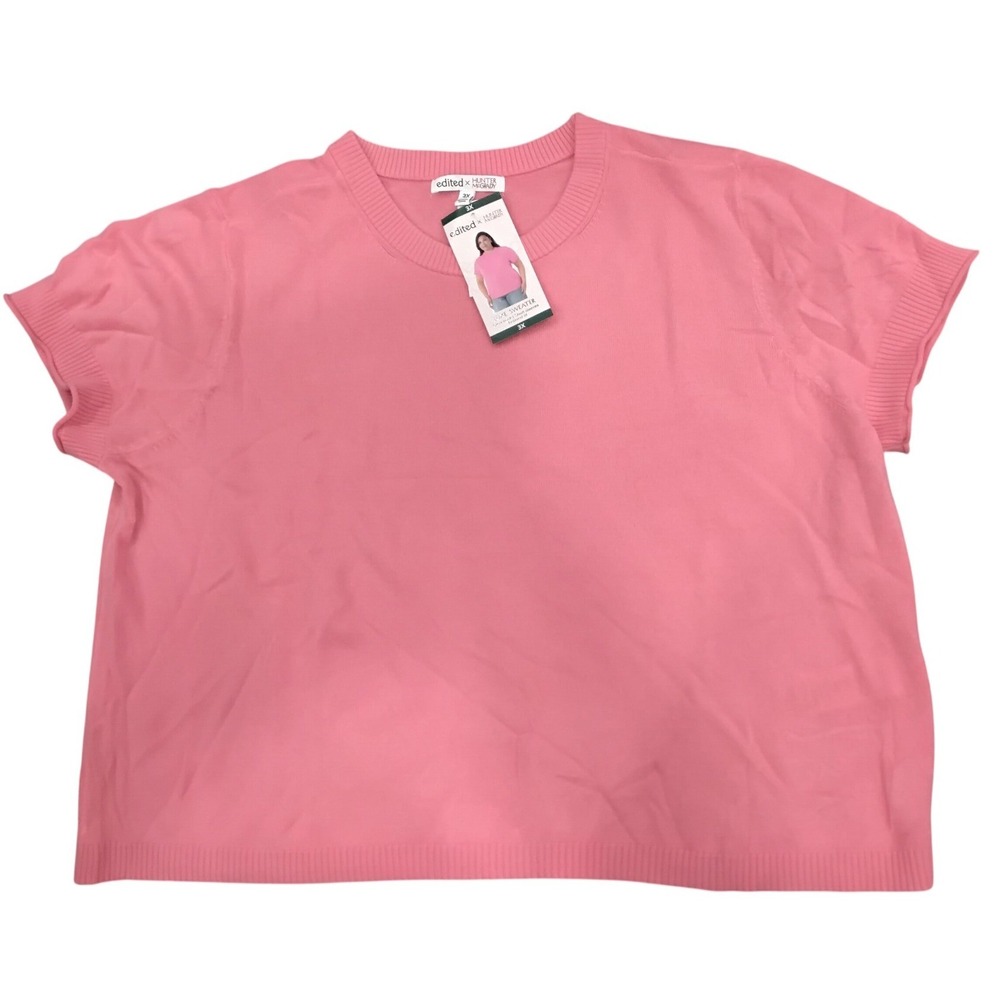 Edited‎ x Hunter McGrady Luxe Sweater Pink Short Sleeve Crew Neck 3X 7ERW8031